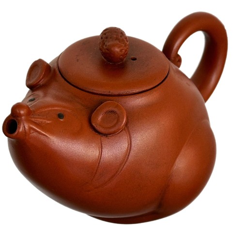 Rat Teapot with Peanut Lid Purple Clay