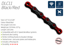 KMC DLC11 11 Speed Chain   118 Links / Red & ...