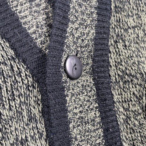 Vintage Bugle Boy Sweater Men's Large Cardigan University Button Up Knit Black - Picture 10 of 12