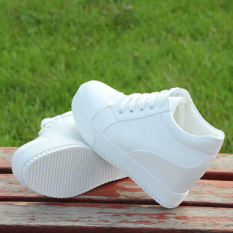 Women Boots High Top Sneakers Wedge Hidden Heels Casual Ankle
