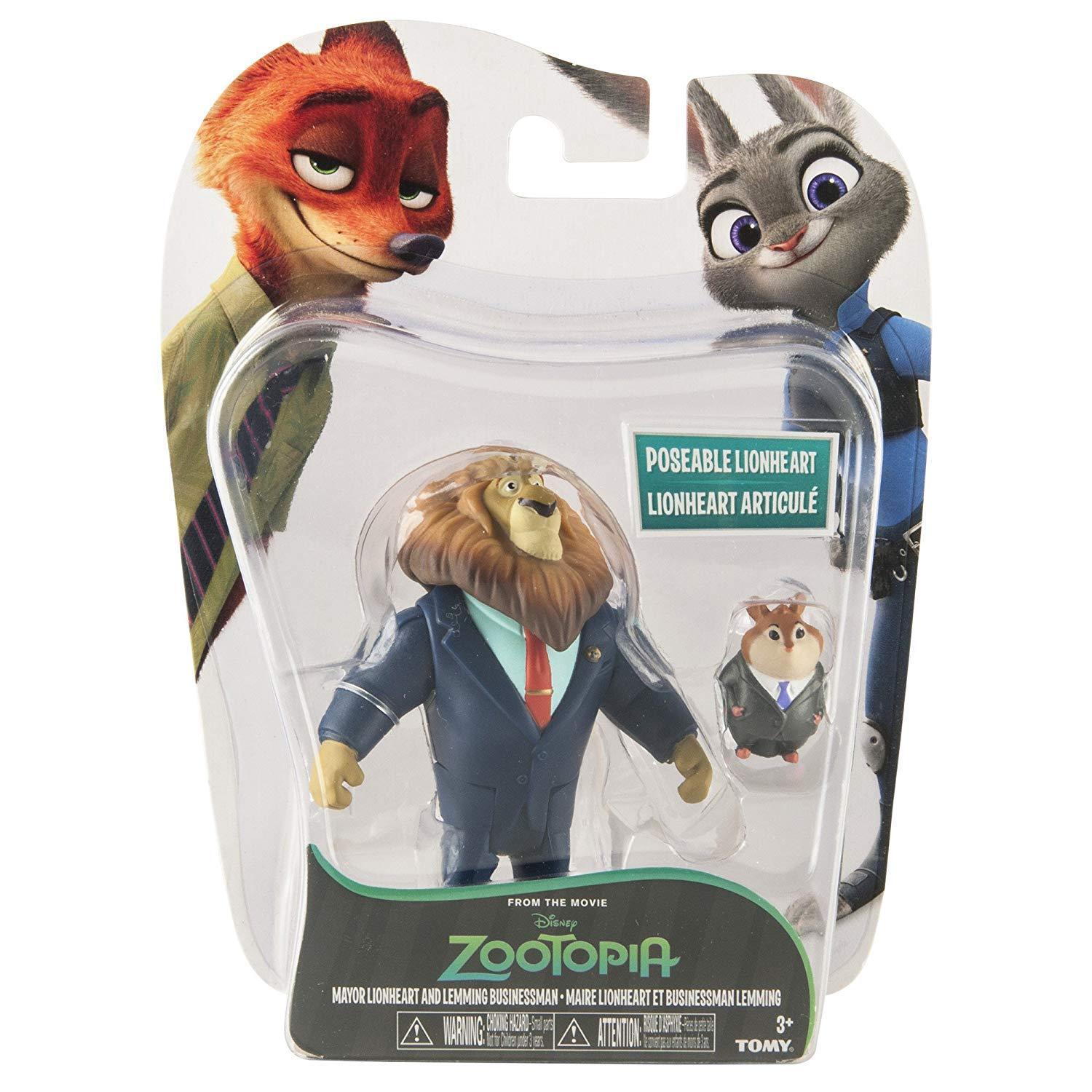 Pacote de personagens Zootopia prefeito coração de leão e empresário lemming