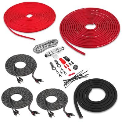 Belva BAK86 | Red 8 Gauge Amplifier Wire Kit with 6-Channel RCA Cable
