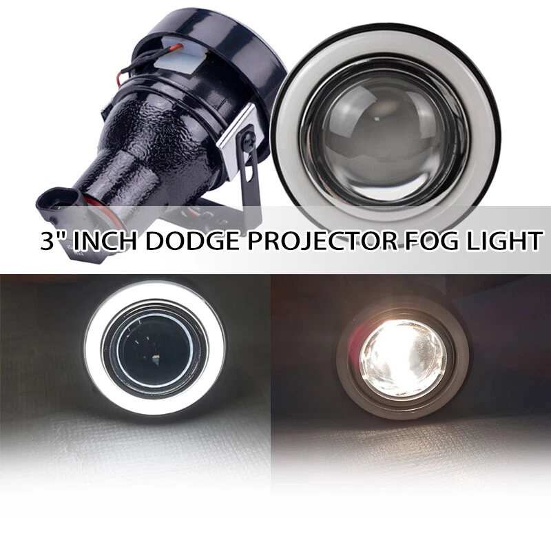 For 1987-2014 Dodge Charger 3" inch Projector White Halo Fog Lights Lamps Pair - Image 2 of 4