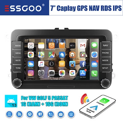 7" Carplay Android 13 Autoradio Für VW GOLF 5 Touran Tiguan Caddy 3 Polo 6R GPS - Bild 1 von 4