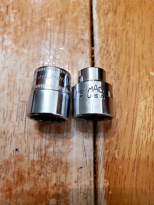 Snap On Mac Tools 1/4'' Drive 14MM 6&12PT Metric Shallow Chrome Sockets Lot Of 2