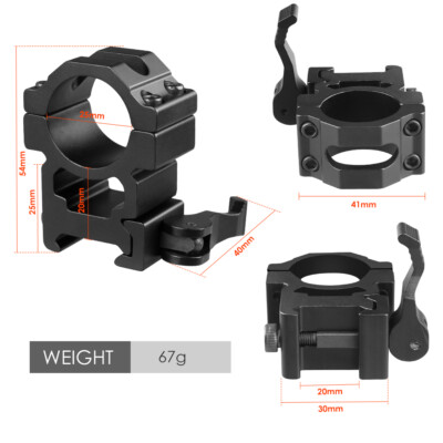 Quick Release Scope Ring Mount 1 Inch 25.4mm Diameter for 20mm Picatinny Rail