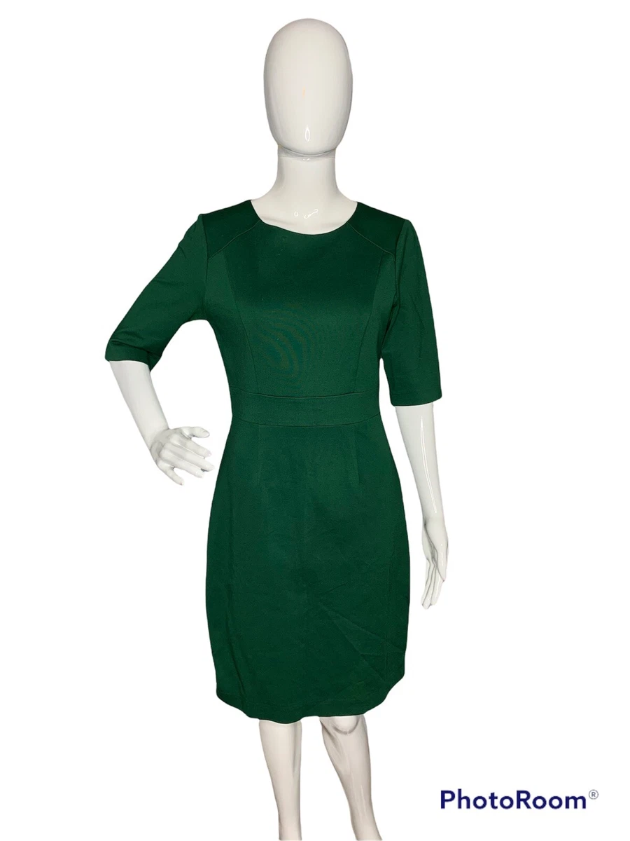 Trina Turk Womens S Dark Green Knit Shift Dress Classic 3 4