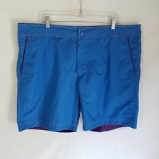 Robert Graham Men Blue Lined Classic Fit Board Shorts Swim Trunks Size 42