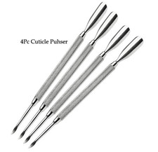 4 PC Stainless Steel Nail Art Manicure Cuticle Spoon Pusher Remover Tool Set New