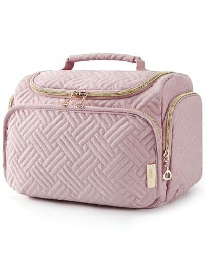 Large Pink Travel Toiletry Bag with Wide Opening for Essentials