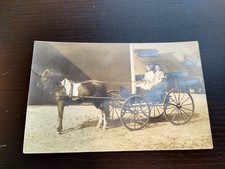 Vintage Girls in Dresses Pony Ride at Fair Children RPPC Photo Postcard 