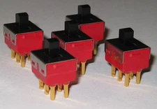 5X C&K 1201 DPDT Miniature Slide Switch - 20 V AC / DC - PC Board Mount - 0.4 VA