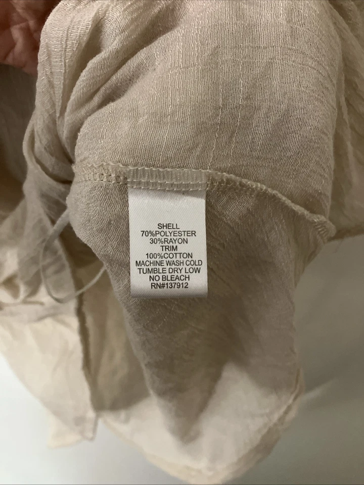 Maria Gabrielle Women’s Large Sleeveless Blouse Crochet Gauze Tan Boho - Image 3 of 4