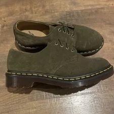 DR. MARTENS SMITHS OLIVE GREEN SUEDE OXFORD DRESS SHOES MENS 6 WOMENS 7
