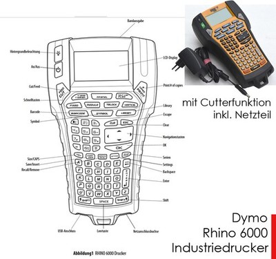 DYMO RHINO 6000 INDUSTRIEDRUCKER BESCHRIFTUNGSGERÄT ETIKETTENDRUCKER + 1x BAND