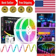 65.6FT RGB LED Strip Lights with App & Voice Control - Color-Changing Delight