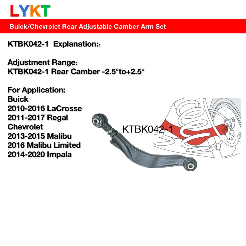 LYKT 2pcs Adjustable Rear Camber Kit for Buick LaCrosse Regal Chevrolet Malibu Foto 2 de 4