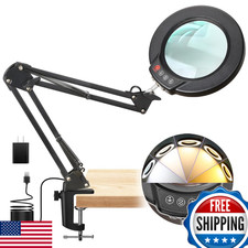 Seylae 12X Magnifying Glass Light And Clamp Real Glass Lens Lighted Magnifier