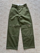 Dickies Green Work Trousers Carpenter Utility Straight Leg Pants W26