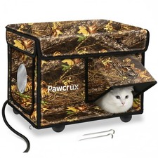 Heated Cat House for Outside with Dual Doors, Insulated Cat House Outdoor wit...
