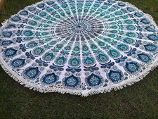 Round Mandala Throw Meditation Picnic Mat Handmade Cotton Boho Hippie Decor 72"D