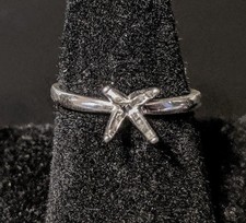 3-7mm Round Setting Ring 4 Prong Deep Vee Pre-Notched Sterling Silver Size 4-8