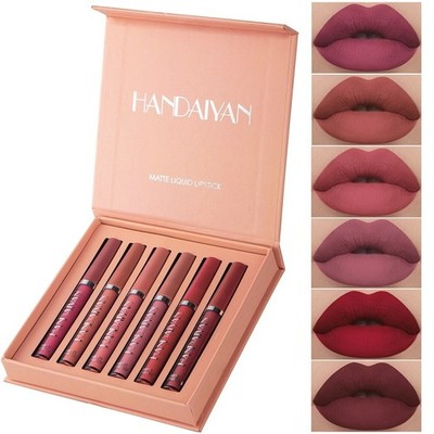 6 Stück Lipgloss Set Lippenstift Matt Samt Wasserdicht Langanhaltend Make-up Set Geschenk