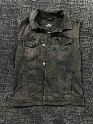 Hollister Advanced Stretch Black Denim Vest Men’s Medium Trucker Button Front - Image 1 of 4