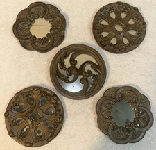 Set Of 6 Celtic Round Rustic Accent Mirror 3 Different Styles Mix & Match - 6"
