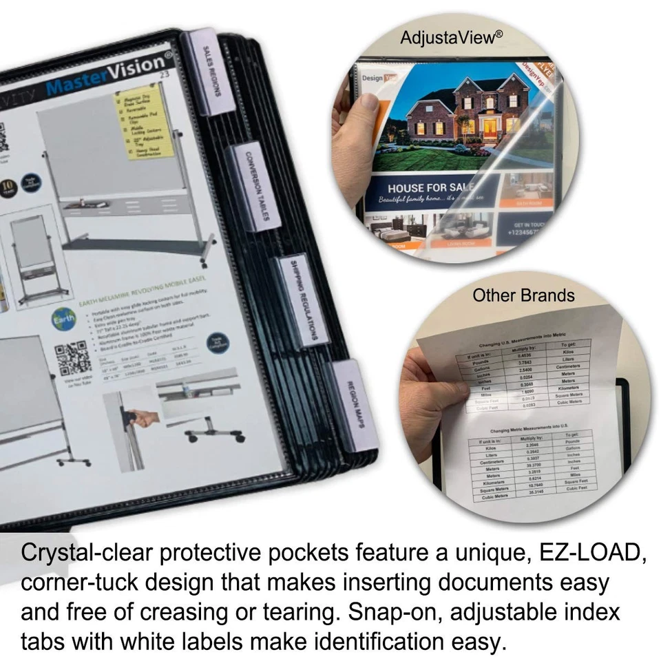 AdjustaView 20-Pocket Desk Reference Organizer with Easy-Load Pockets and Com... - Image 3 of 4