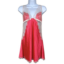 NWT Victoria Secret Chemise Sz L Pink Satin  Lace Halter Neck Low Back Cami