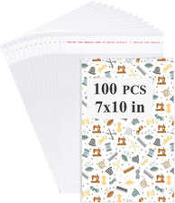 100Pcs 7 x 10 Inch Self Sealing Cello Cellophane Bags Clear Plastic Sleeves - Fi