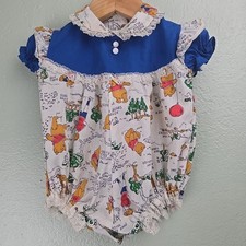Sears Winnie The Pooh Collection Vintage Bubble Romper - NB Blue