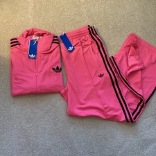 Adidas Women's Firebird Track Suit Jacket And Pant Full Suit Pink Large