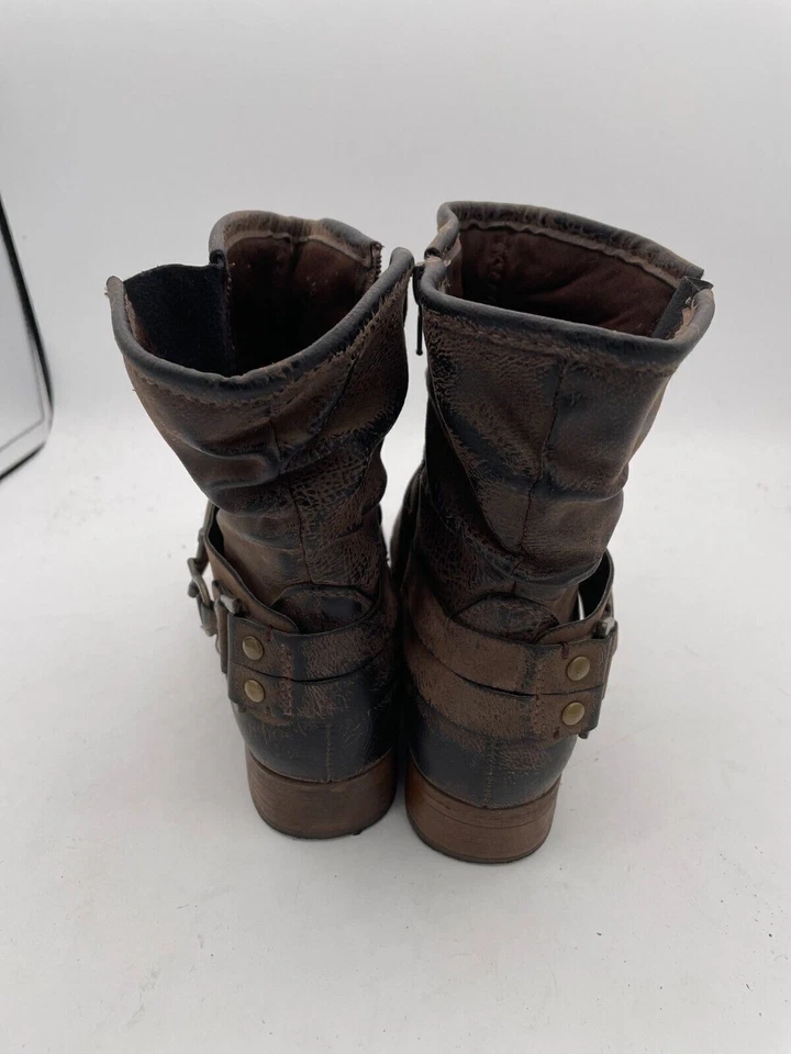 Botín Madeline para mujer talla 6,5 M cuero tacón bloque cremallera lateral punta redonda Foto 3 de 4