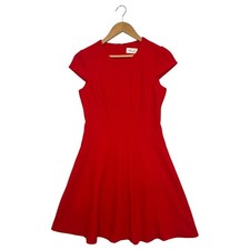 Eliza J Dress Womens 4 Red Fit Flare Cap Sleeve A Line Cocktail Career Classic