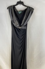 Lauren Ralph Lauren Evening Cowl Neck Satin Trim Ruched Maxi Gown Dress Sz 6