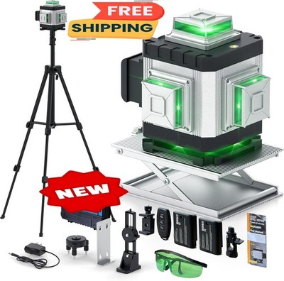 Nivel láser 4x360°, autonivelante 360°, 16 líneas, 4D, color verde, para constru