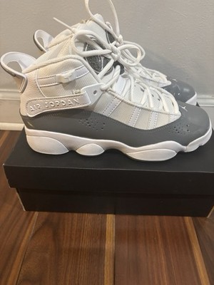 Jordan 6 Rings (GS) 6.5Y White/Cool Grey Leather Mid-Top Basketball Sneaker