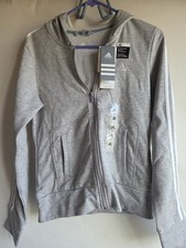 ADIDAS HOODY Hooded Full Zip Sweatshirt Womens Size Small Gray Heather Nwt