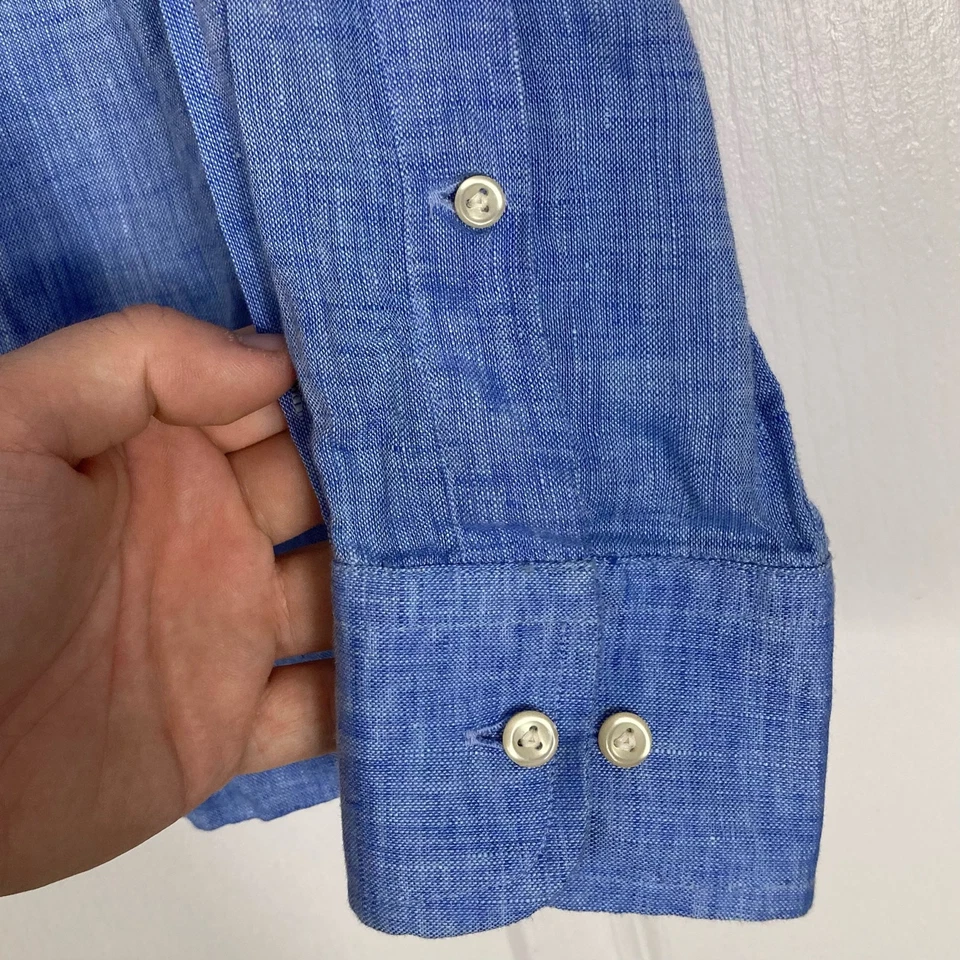 Camisa ZODIAC 15” M Positano Azul Sólido Calce Clásico Semi Formal Francesa nueva sin etiquetas Foto 4 de 4