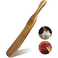 11 Inch Natural Acacia Wood Spurtle Spatula for Sourdough Starter Baking Tools