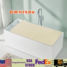 Bathtub Lid Folding Bath Cover Bathtub Dustproof Board 62.99 31.5 0.26 in Yellow