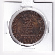 AUSTRALIAN TOKEN: 1861 PENNY J.R. GRUNDY BALLARAT VICTORIA TOBACCO #6989