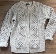 Aran Irish Merino Wool Womens Honeycomb Butto...
