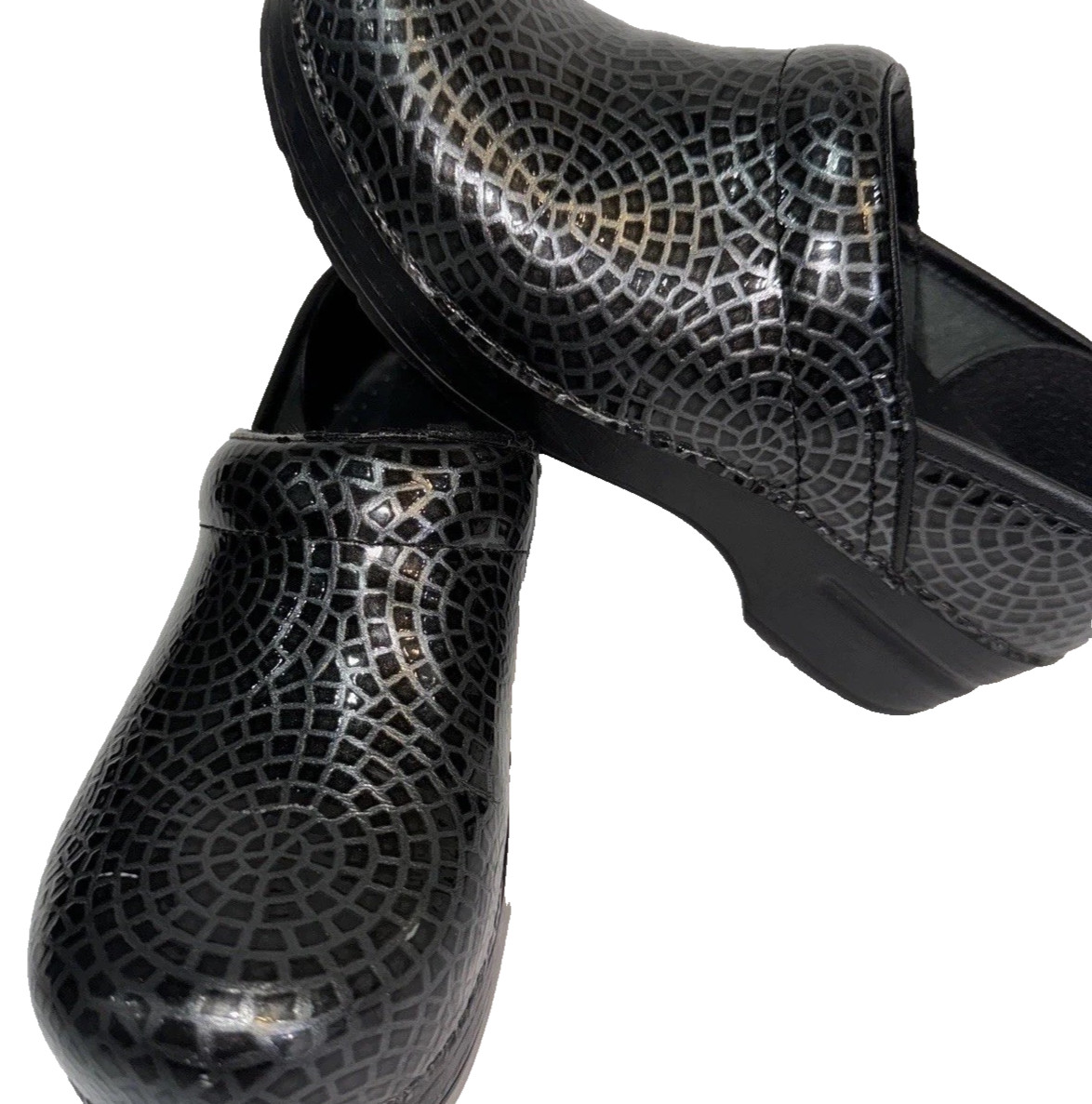 Dansko Platform Clogs Embossed Spiderweb Pattern, Size 37 - NO BOX
