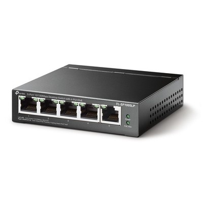 TP-Link TL-SF1005LP 5-Port 10/100Mbps (4x PoE Switch) Plug and Play Schwarz NEU