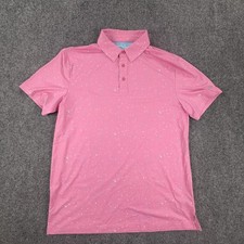 Birdie Bound Polo Shirt Mens Medium Pink Splatter Golf Performance Stretch