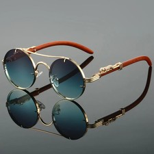 Vintage Round Sunglasses Men Women Double Bridge Retro Multicolor UV Sun Glasses
