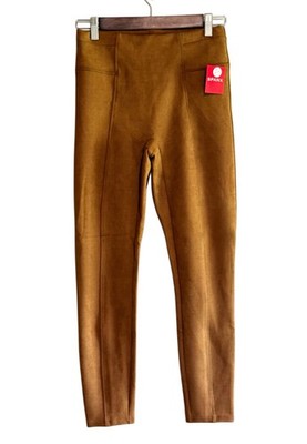 SPANX High Waist Faux Suede Legging Classic Small Petite Caramel Tan Brown